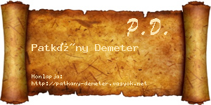Patkány Demeter névjegykártya